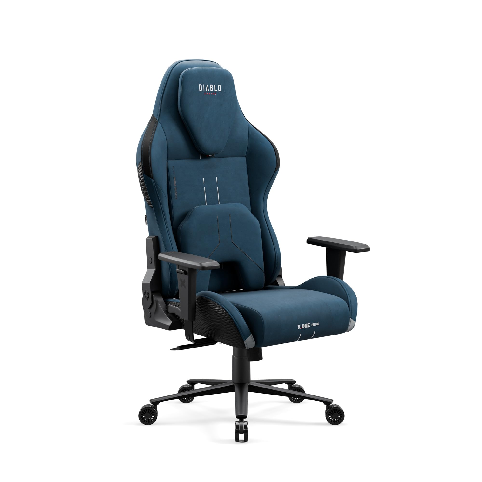 DIABLO X.​One Sedia da gioco Tessuto X.​One Poltrona Ergonomica con Braccioli Regolabili Cuscino Lombare e Seduta Refrigerante Base in Metallo 140 kg Meta Ocean