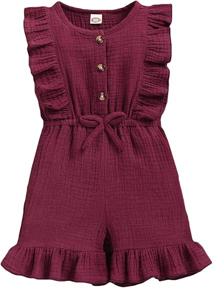 Haokaini Combinaison D Ete Bebe Fille Combinaison De Couleur Unie A Volants Pour 3 36m Bebe Fille Amazon Fr Vetements