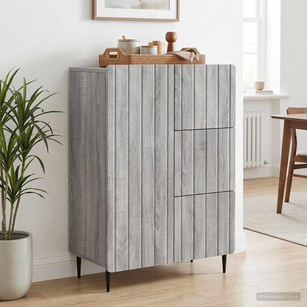 Hothingwell Bufet drewniany Ingenierie 66 x 34,5 x 91,5 cm szary