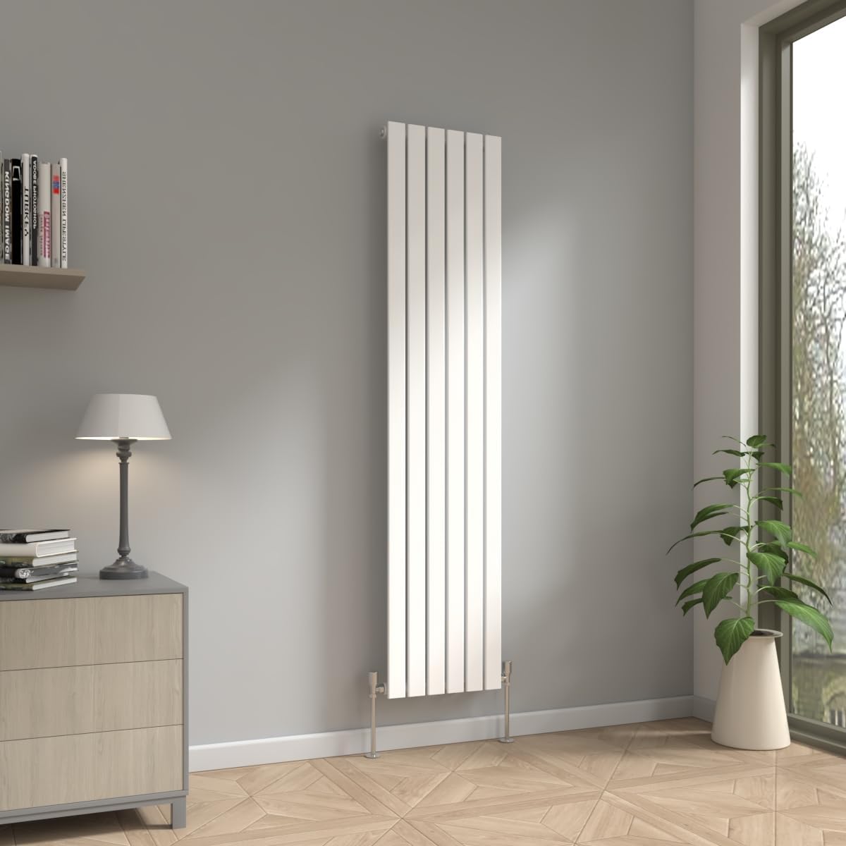 NRG 1800 x 408mm Vertical Radiator Gloss White Single Modern Flat Panel Bathroom Central Heating Heater Radiators