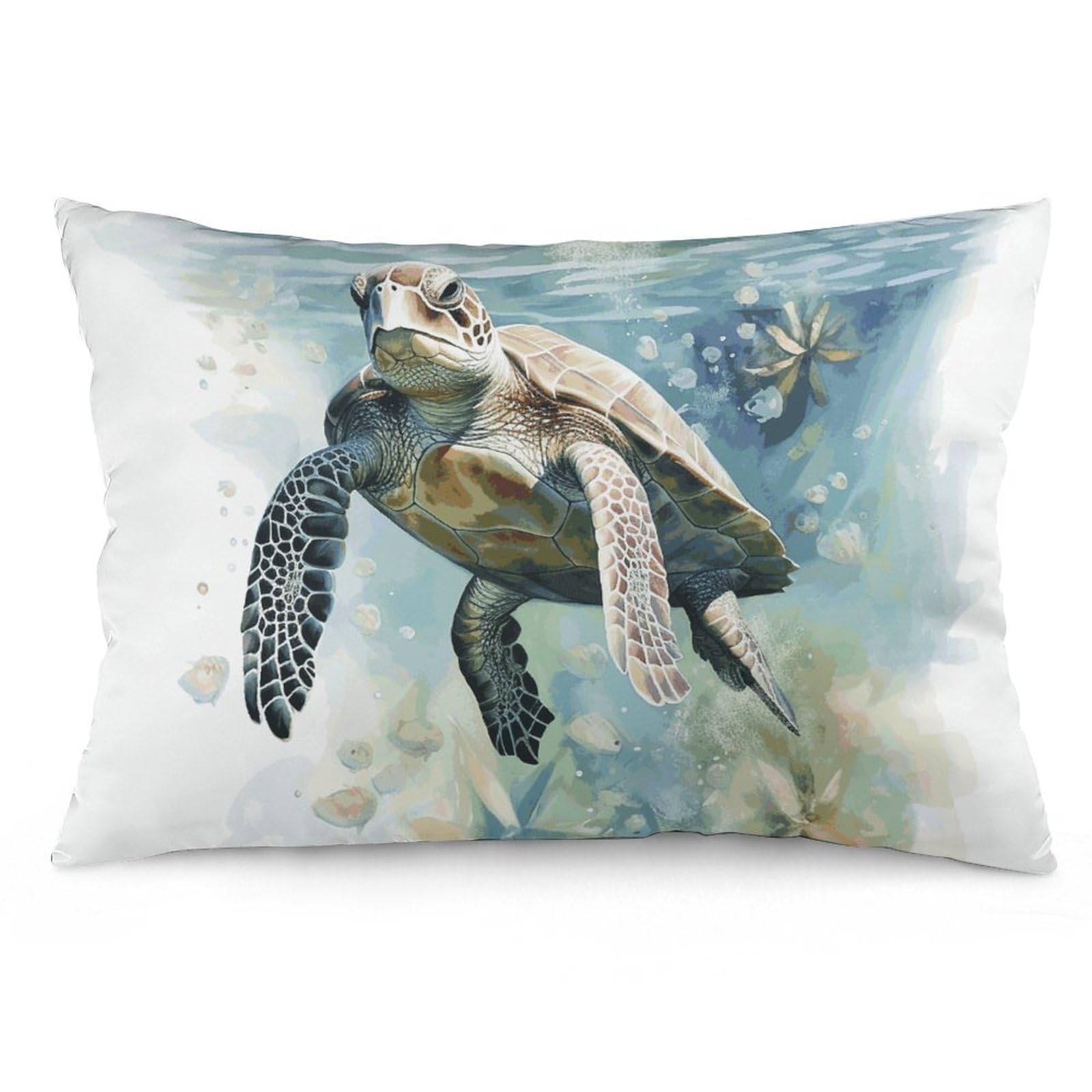 2 Pack Decoration Throw Pillow Covers 20"x30" Pillowcases Covers Watercolor Painting of Sea Turtle Swimming in The Sea Pillowcases Modern Farmhouse Home Decor Sofa Cushions Covers for Couch Bed Living