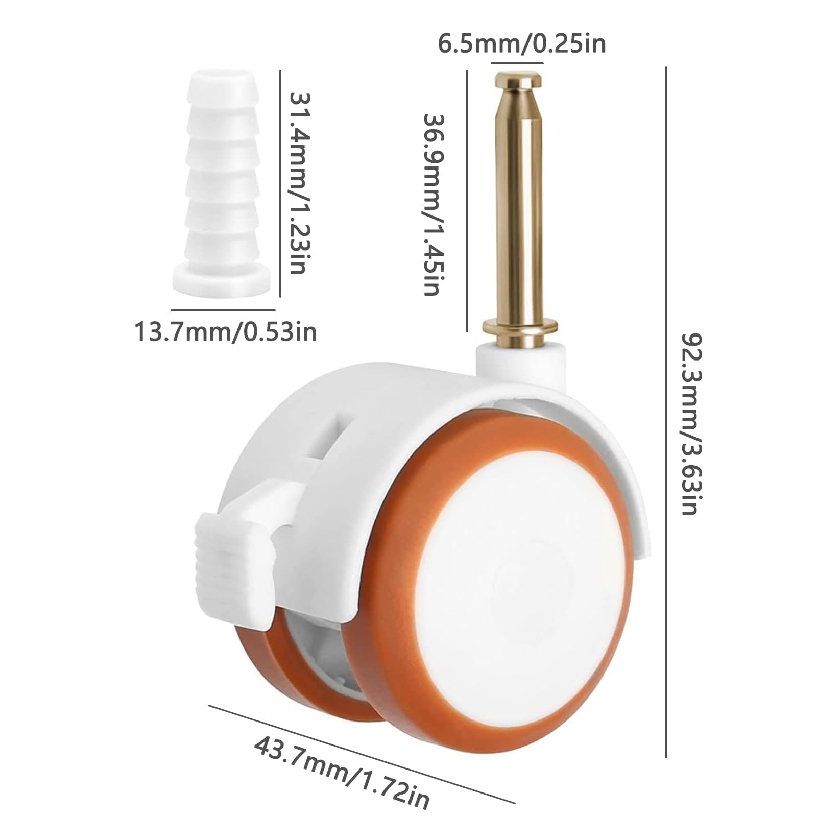 Ruedas Giratorias 50mm Con Frenos - 4 Unidades Para Muebles/Cunas - Goma Silenciosa, Carga 80kg