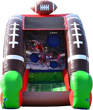 JumpOrange Inflatable Football Quarterback Challenge Game with Blower - 100% Commercial Grade PVC Vinyl , 3-Target Yardage Scoring Carnival Game , Portable Indoor/Outdoor Fun for Home & Rental Use