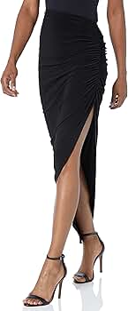 Norma Kamali womens Side Drape Long Skirt, Black, X-Small US at