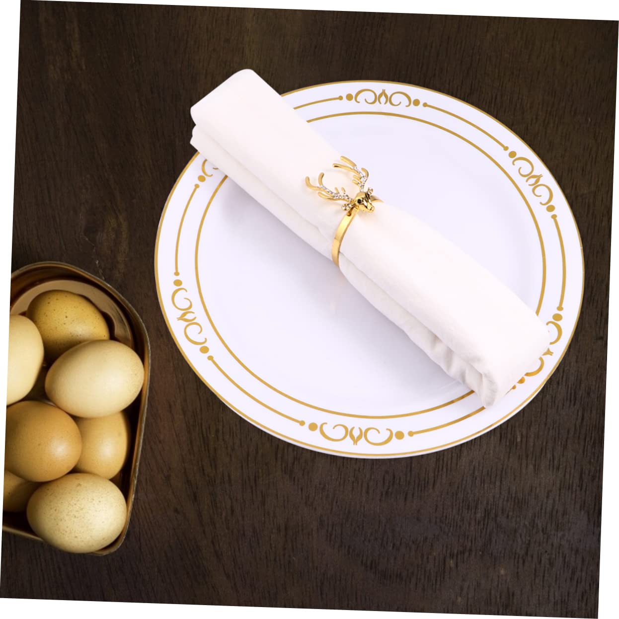 Ciieeo 18stücke Goldene Weihnachtsrentiere Serviettenringe Stilvolle Dekoration Für Festliche Dinnerpartys Tischaccessoires Für Weihnachten Und Feiertage