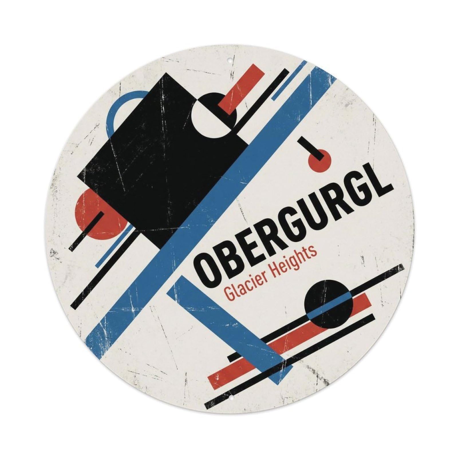 Obergurgl Austria Abstract Ski Vintage Alpine Resort Metal Tin Sign Plaque Wall Decor for Cafe, Man Cave, Club Bar, Office, Home Garden Round Metal Poster 8x8Inch
