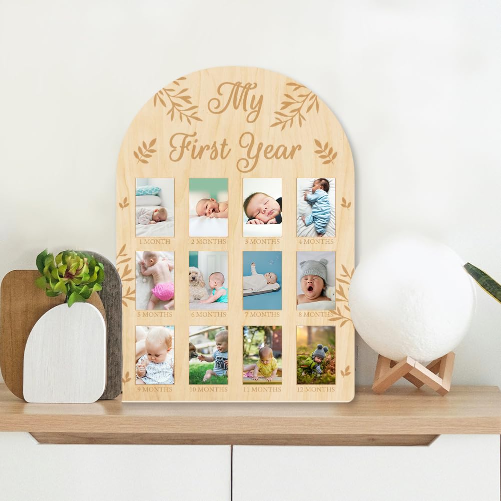 Tableau Photo Bébé ORIGACH 'My First Year' - Cadre Bois 30,5x43cm, 12 Mois