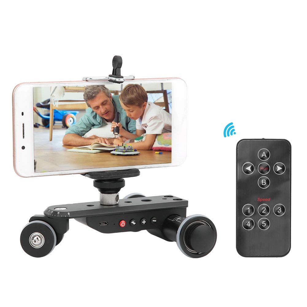 Goshyda Telecamera Video Auto, PPL-06S PRO 90 Gradi Girevole Ripresa Rotaia Motorizzata Slider Car con Telecomando, 5 velocità di Regolazione, per Fotocamera DSLR, Smartphone