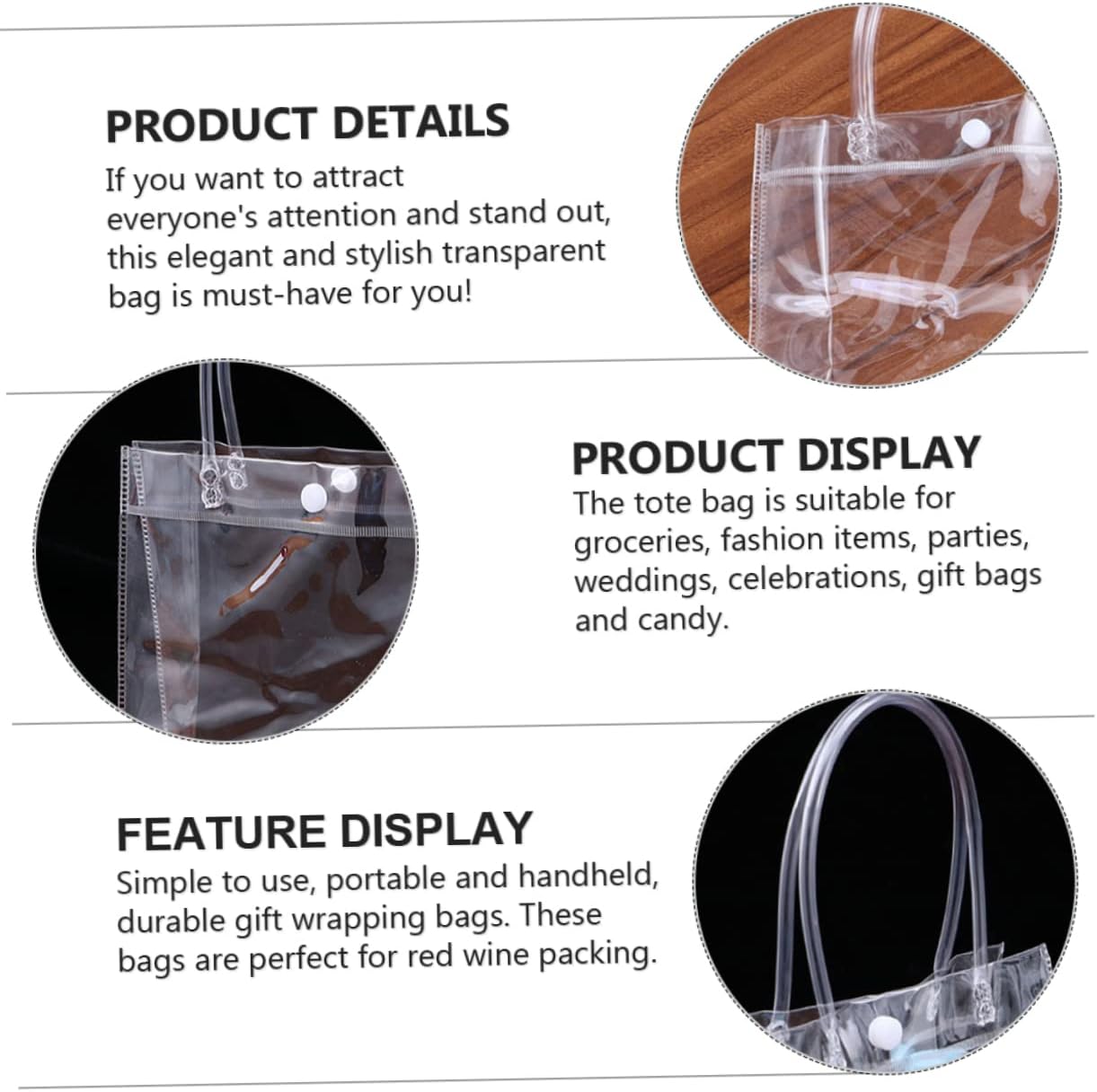 FOMIYES 18pcs Clear Packing Bags for Wine Pvc Tote Bags for Weddings Reusable Transparent Storage Pouches for Parties Events