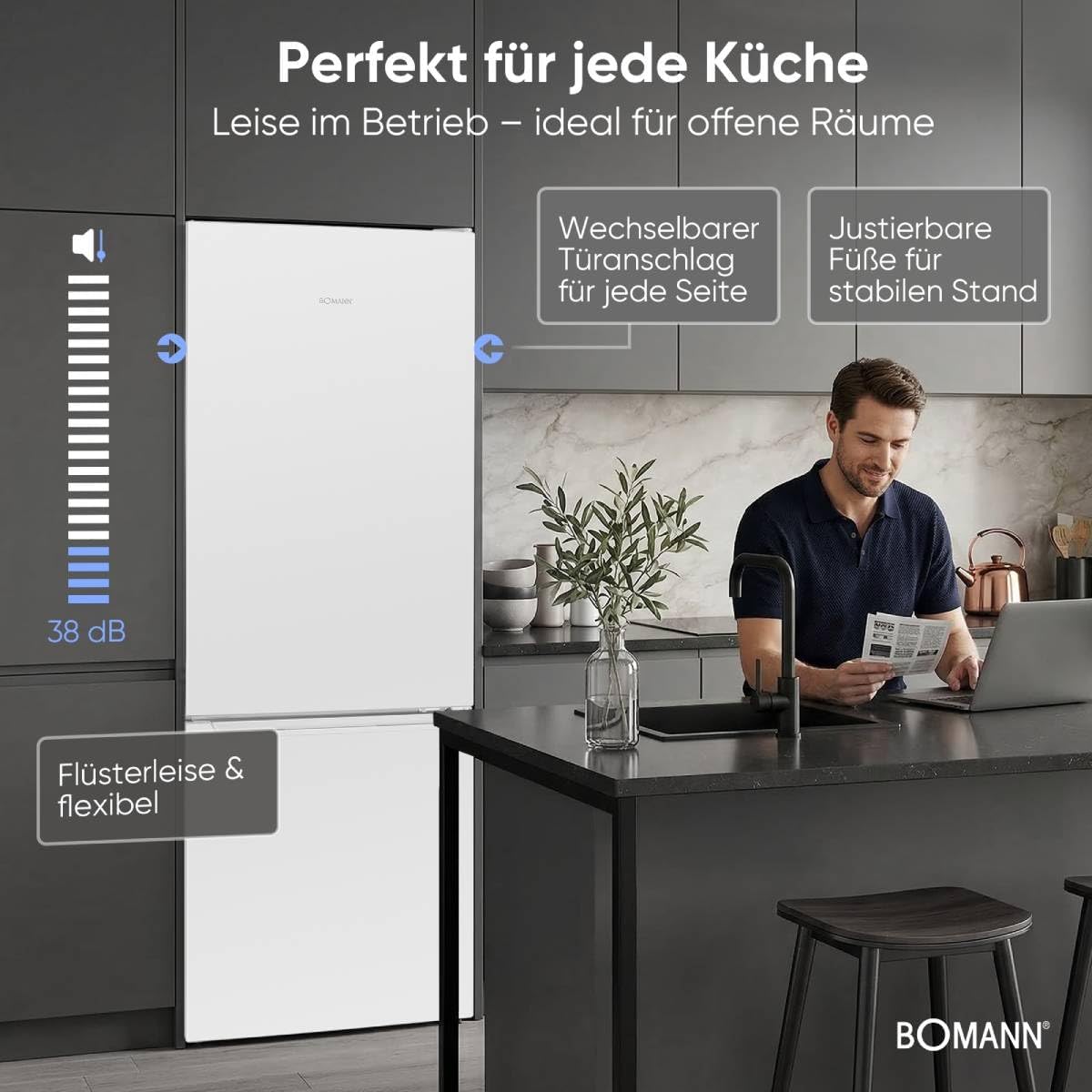 Bomann KG 7369 Kühlschrank mit Gefrierfach Energieklasse C 176cm LowFrost weiß