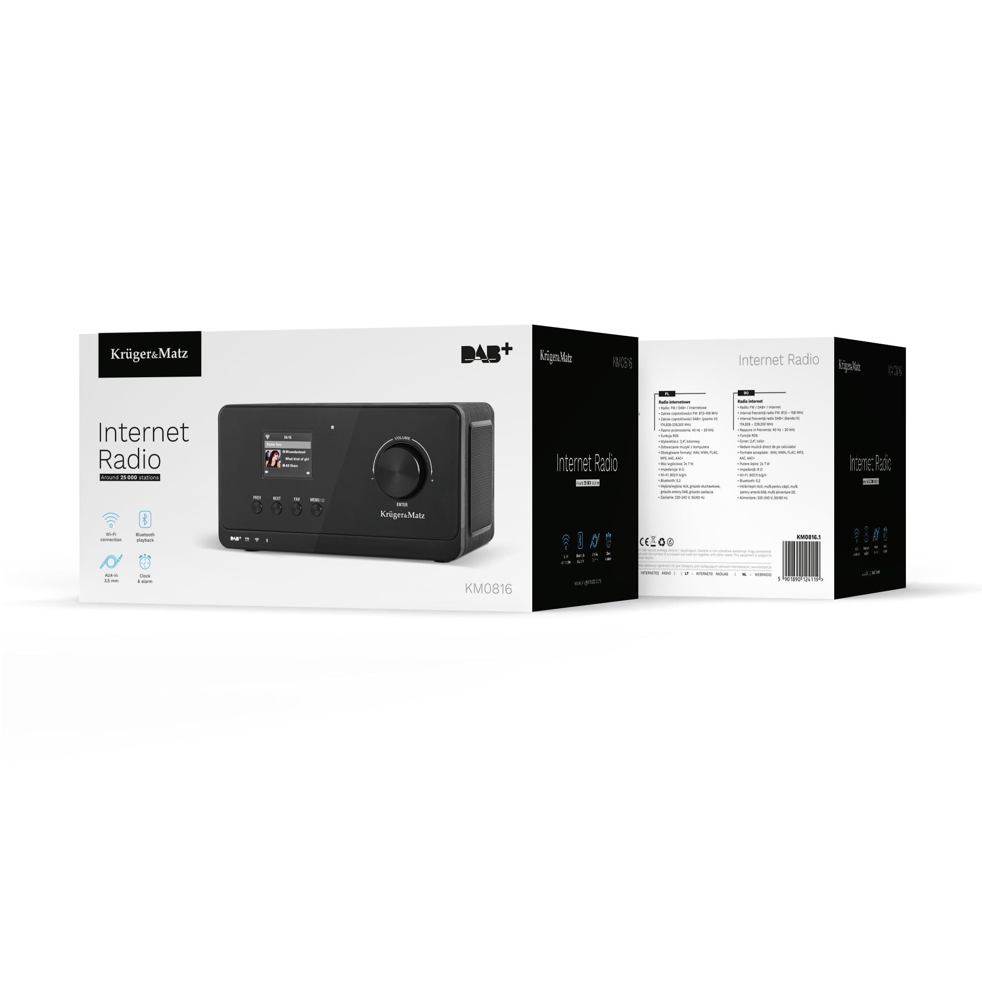 Krüger&Matz Radio Internetowe Bezprzewodowe Budzik Bluetooth FM DAB+ KM0816.1