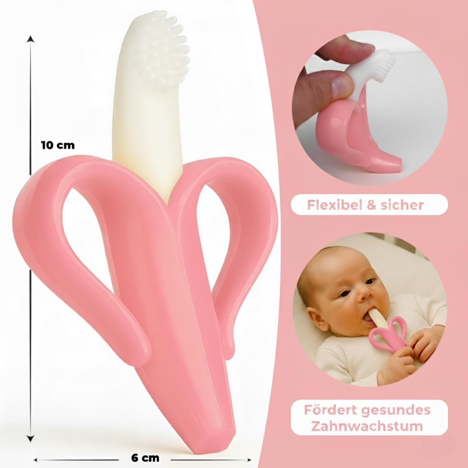 Teether for Babies - Banana Teething Toothbrush with Free Pouch (Pink), 1 Stück (1er Pack) - Image 2