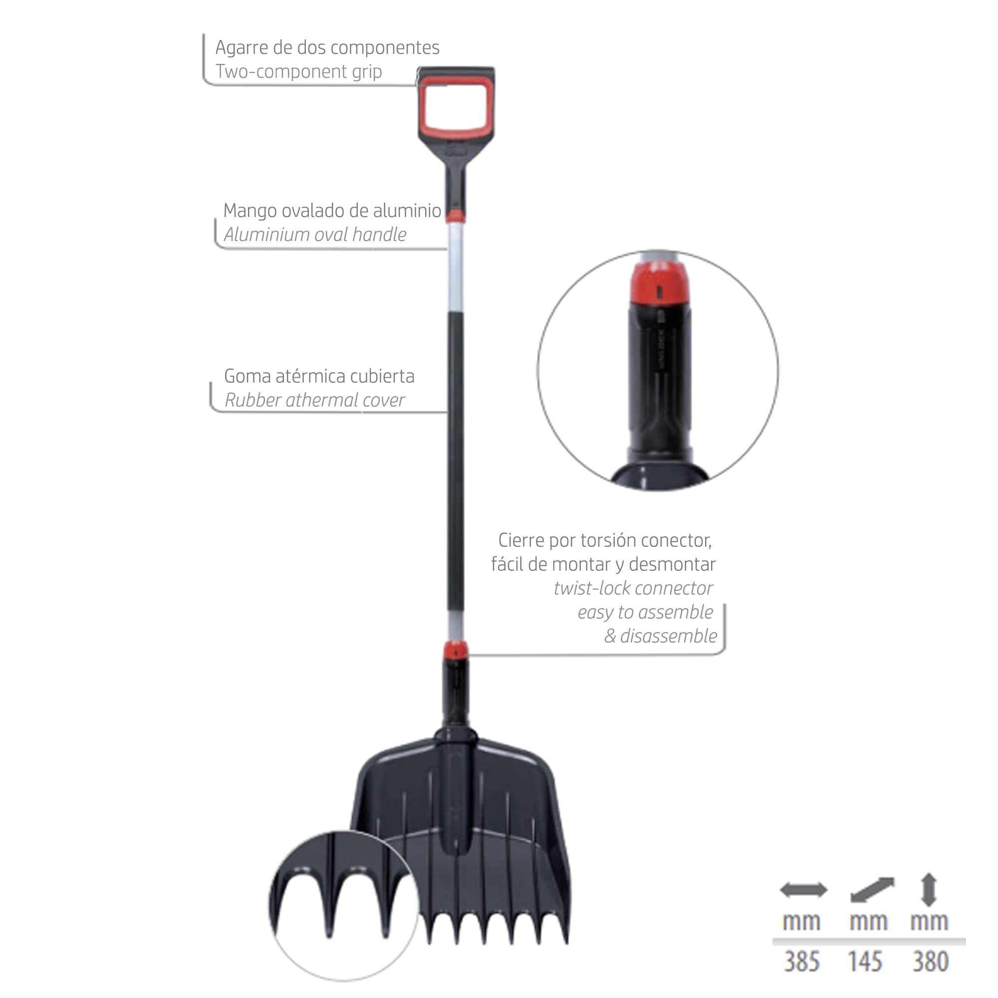 Prosperplast Pala Rastrillo para Jardín 2 en 1 Plástico Aluminio