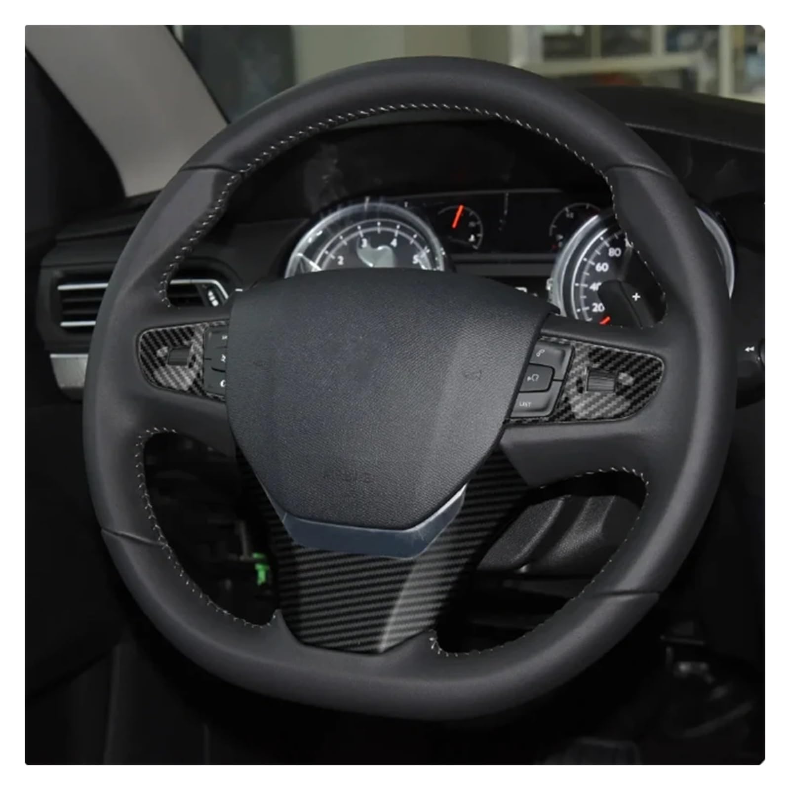 3 sztuki/zestaw nakładek na kierownicę samochodową | Compatible With Peugeota,408 2014-2019,stylowe akcesoria samochodowe konsoli środkowej(ABS carbon fiber)