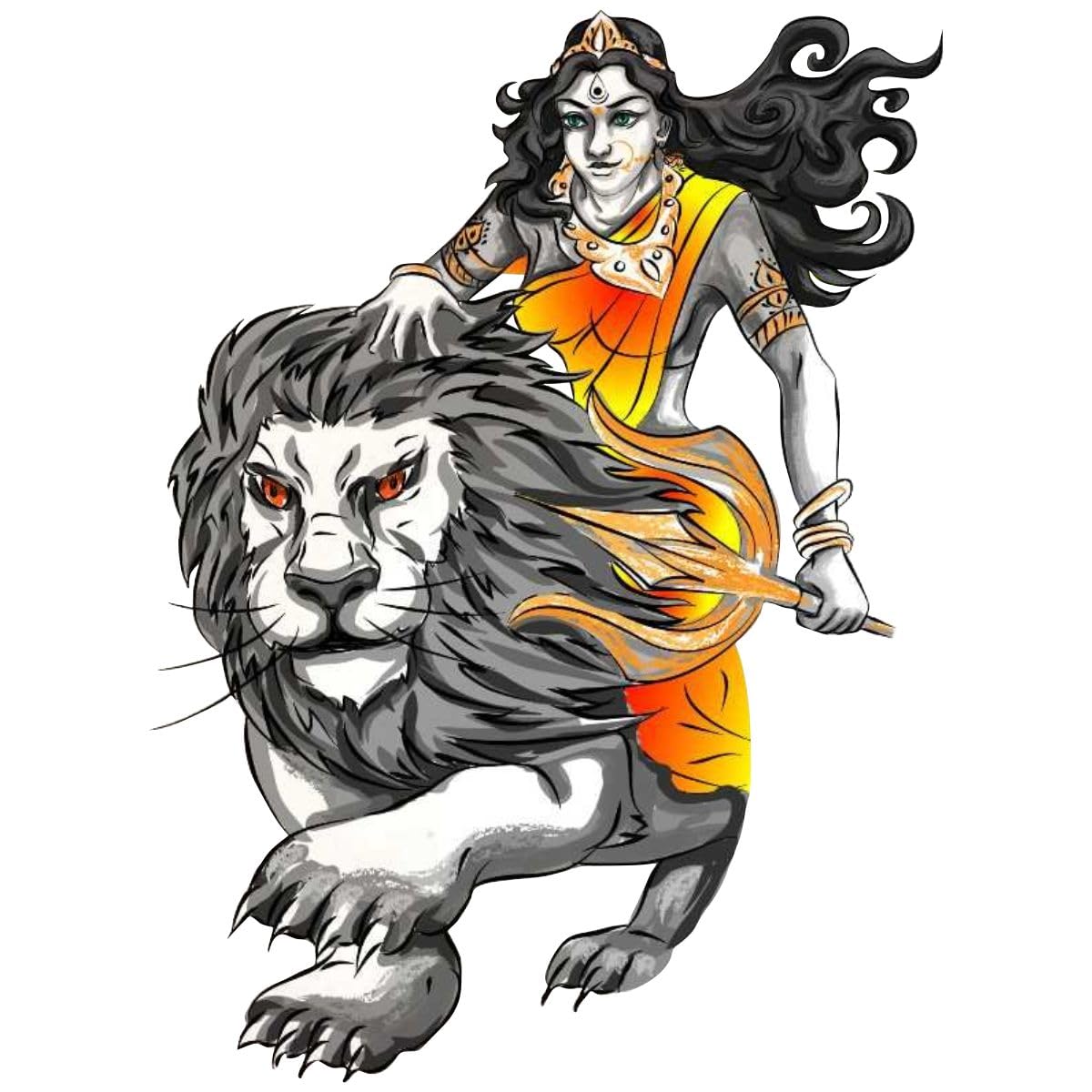 Decor Villa™ Durga Maa 3D Big Size Wall Sticker JUST Peel & Stick New Modern Art & Trendy Wall Stickers for Home Decoration, Living Room,Office etc Size- (Multicolor, 58 X 78 Cm) (B0CX5CZQ2K) Amazon Price History, Amazon Price Tracker
