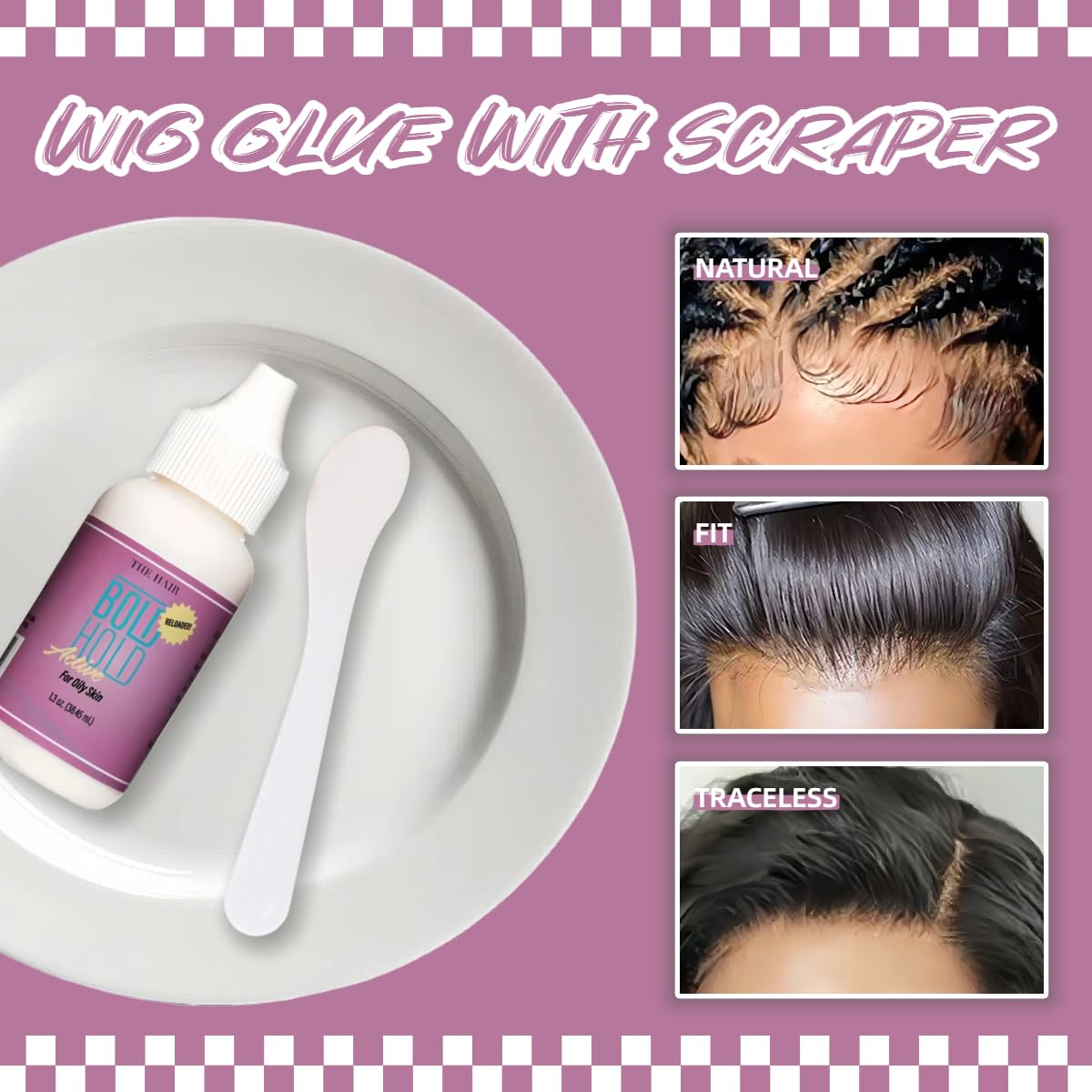 Wig Glue,Pegamento Adhesivo Invisible para Pelucas,Pegamento Para Peluca para Pelucas de Encaje y Postizos,Fijación Fuerte,Unión Invisible,Resistente al Agua y al Aceite,38 ml