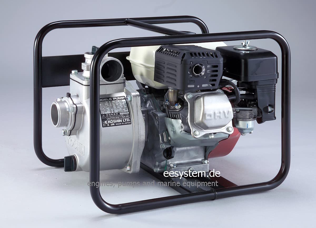 KOSHIN Benzin-Wasserpumpe 2" (50 mm) SEH-50X – Original Made in Japan mit Honda GX120 Motor – 600 l/min, 27m Förderhöhe – Hocheffiziente Motorpumpe für Garten, Landwirtschaft & Brauchwasser