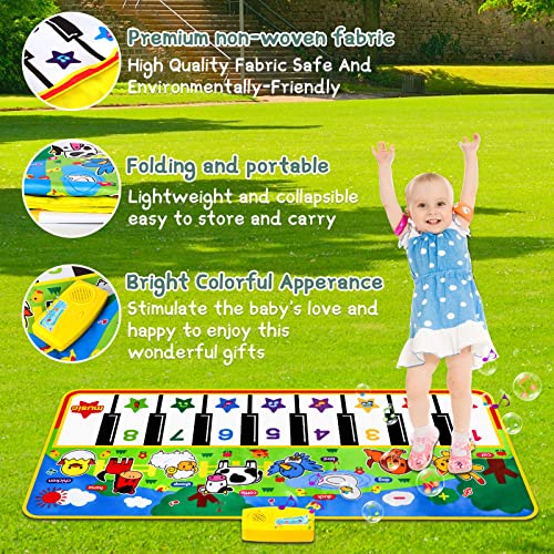 Best Piano Mats: make your kids happy with their footsteps on musical layout 26 M SANMERSEN Piano Mat, 53'' x 23'' Musical Toys for Toddlers Floor Piano Touch Playmat with 8 Animal Sounds, Music Keyboard Dance Mat Toddler Toys Gifts for Boys and Girls 1 2 3 4 5 Year Old #5