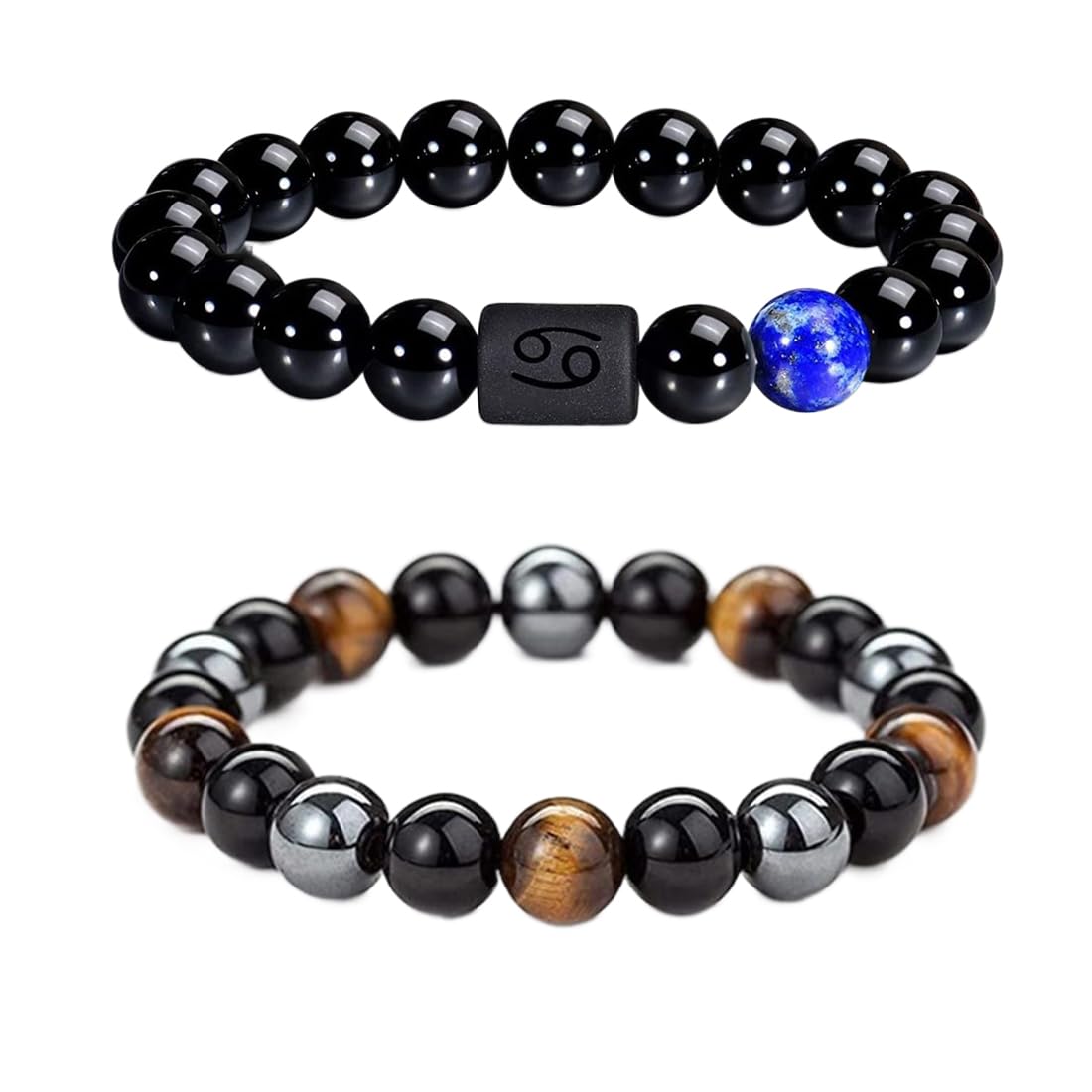 Caimeytie Set von 2 Herren Armband Verstellbare elastische Balken Armband12-Sternbild Zeichen von Zodiac Glück Armband 21.5CM