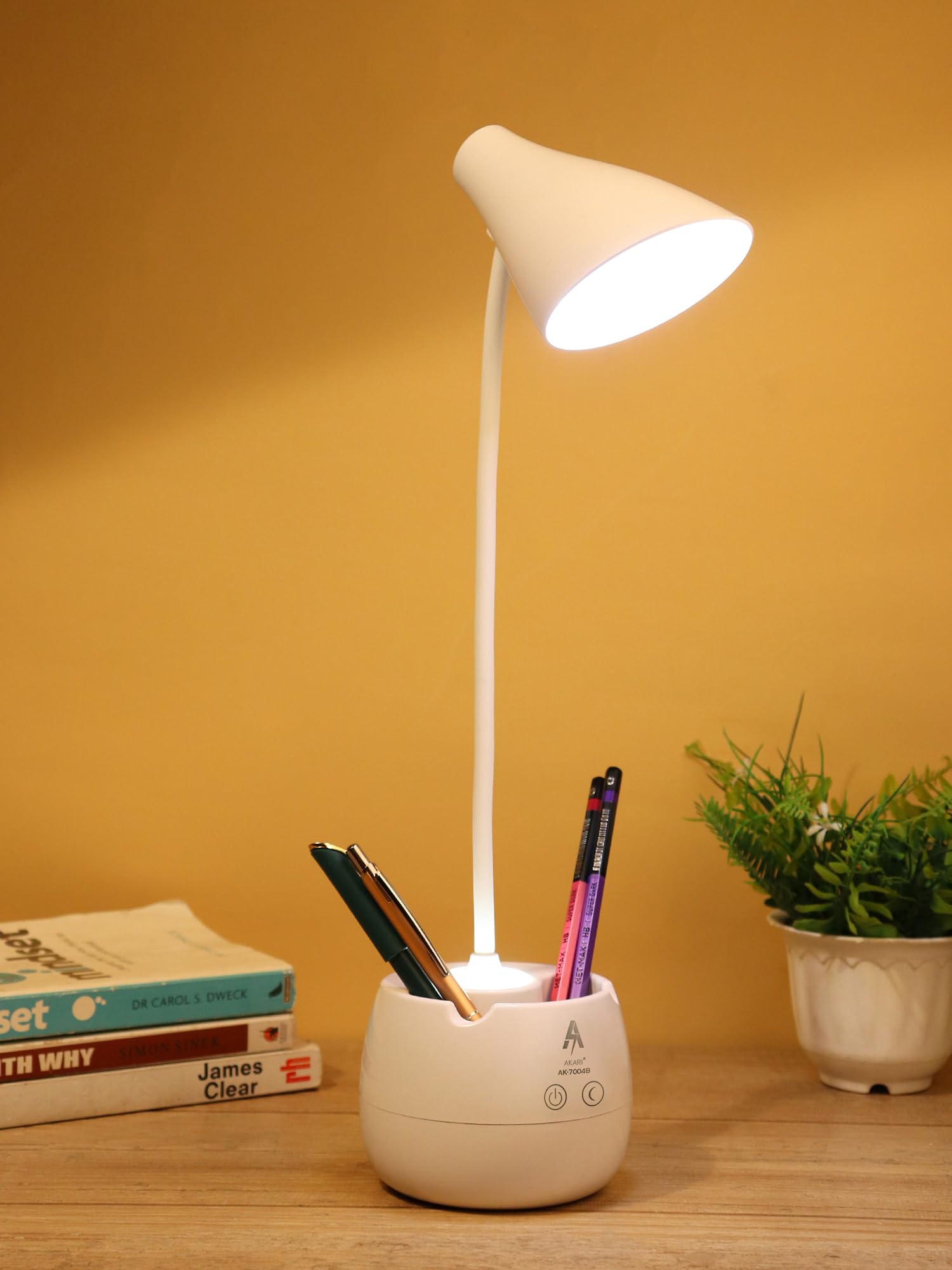 AL-AFANDI Rechargeable Dual LED Light Desk lamp with 3 Color Lighting Mode Table Lamp Student Eye Protection Color Light Warm Led Phone Holder Pen Pencil Stationary Holder -White (B0DBZXR5NF) Amazon Price History, Amazon Price Tracker