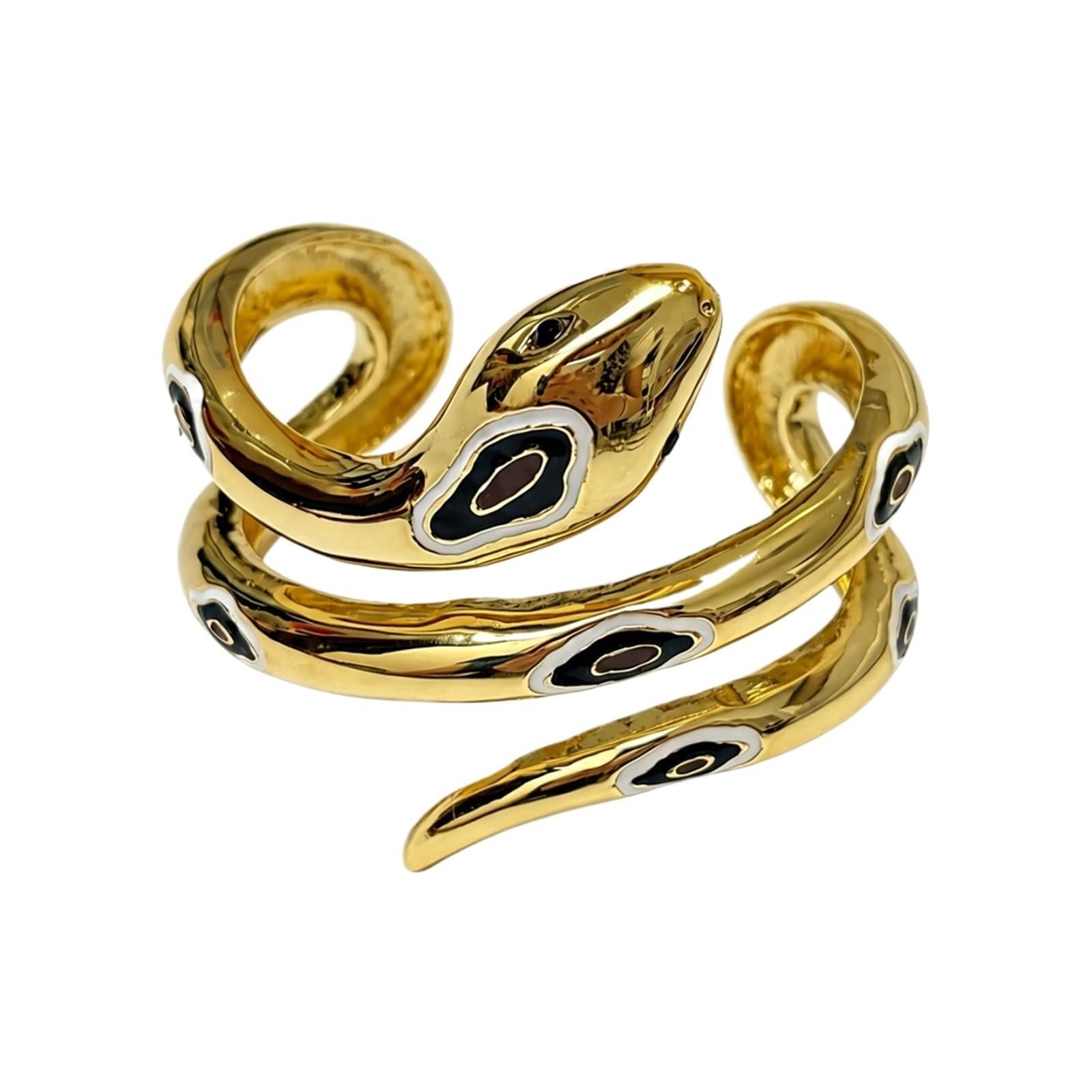 Bracciale aperto europeo e americano in metallo smaltato – Bracciale rigido esagerato, ampio e leggero per donna