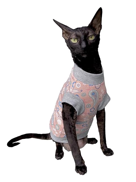 Foto 2 de 6 de Kotomoda Camiseta Gato Rosa Paisley para Esfinge y gatos desnudos (XL)