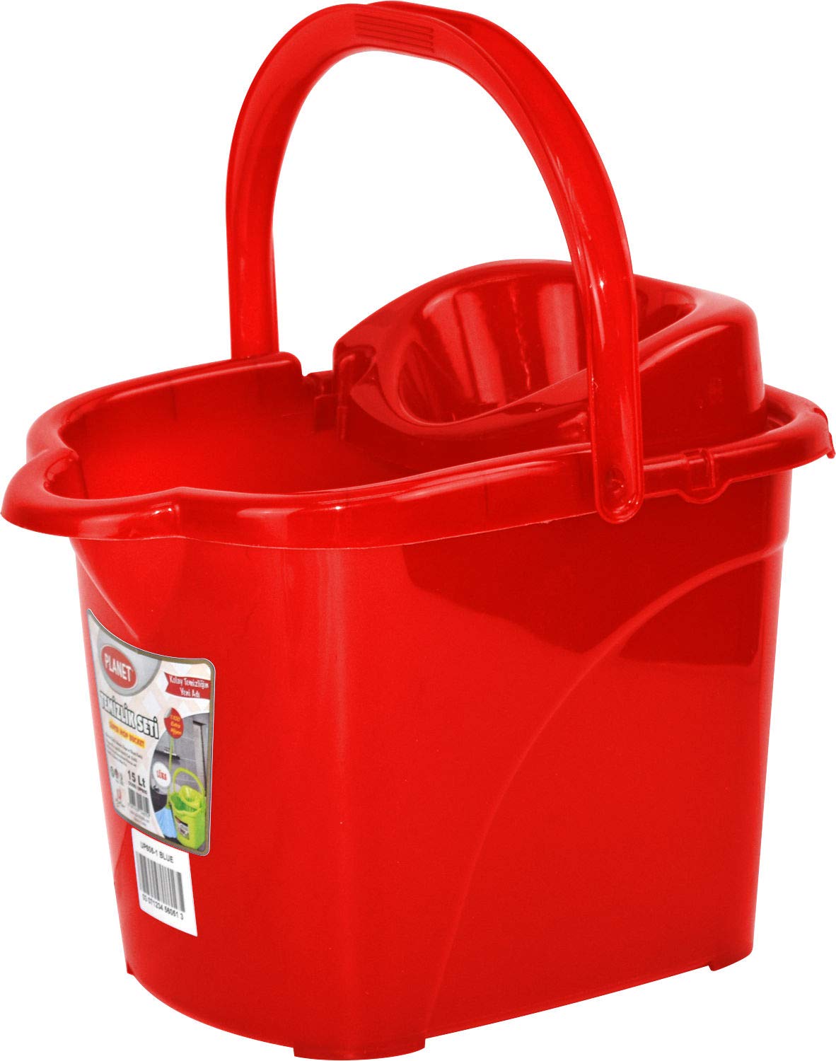 Sterling Ventures Red Luxury Mop Bucket 15L With Wheels Floor Cleaning (Red)