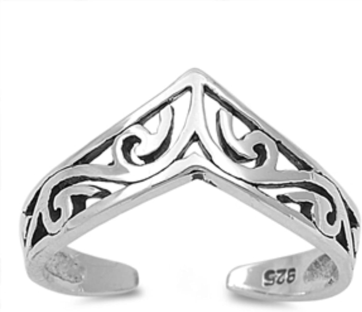 Toe Ring Chevron Toe Ring Sterling Silver Chevron Toe Ring Adjustable Toe Ring