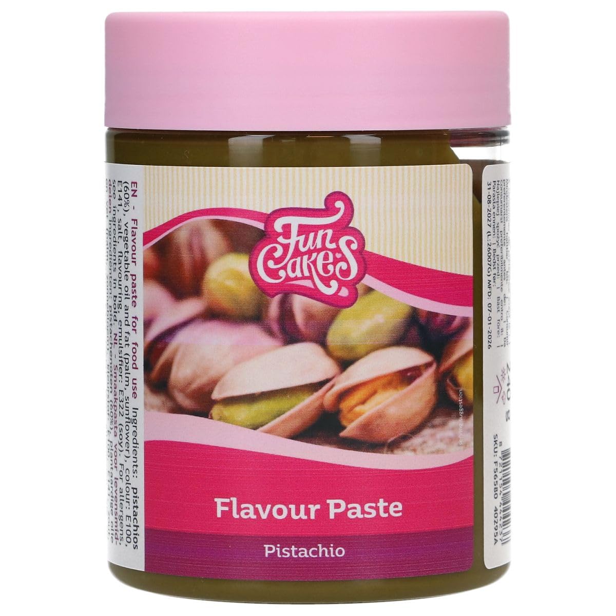 FunCakes Geschmackpaste Pistazie: Lebensmittelaroma, großartiger Geschmack, perfekt zum Dekorieren von Kuchen, geeignet für Teig und Füllungen. 240 g.
