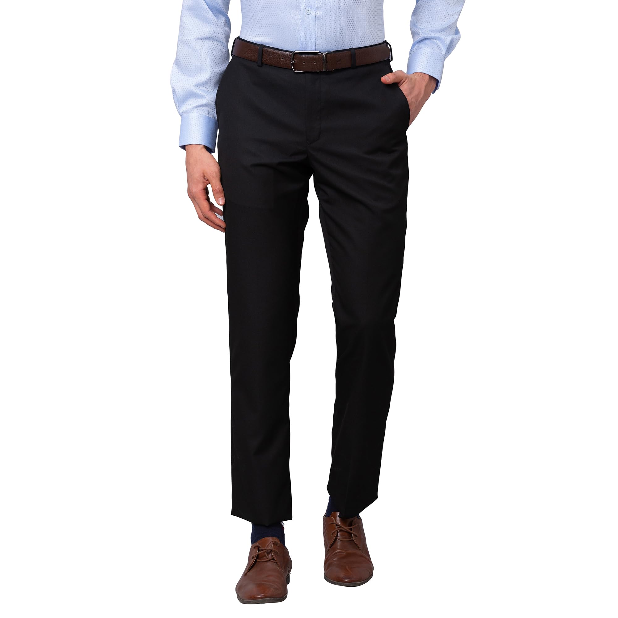 park avenue Men Smart Fit Structure Pattern Poly Viscose Blend Pleatless Formal Trouser-picture-31