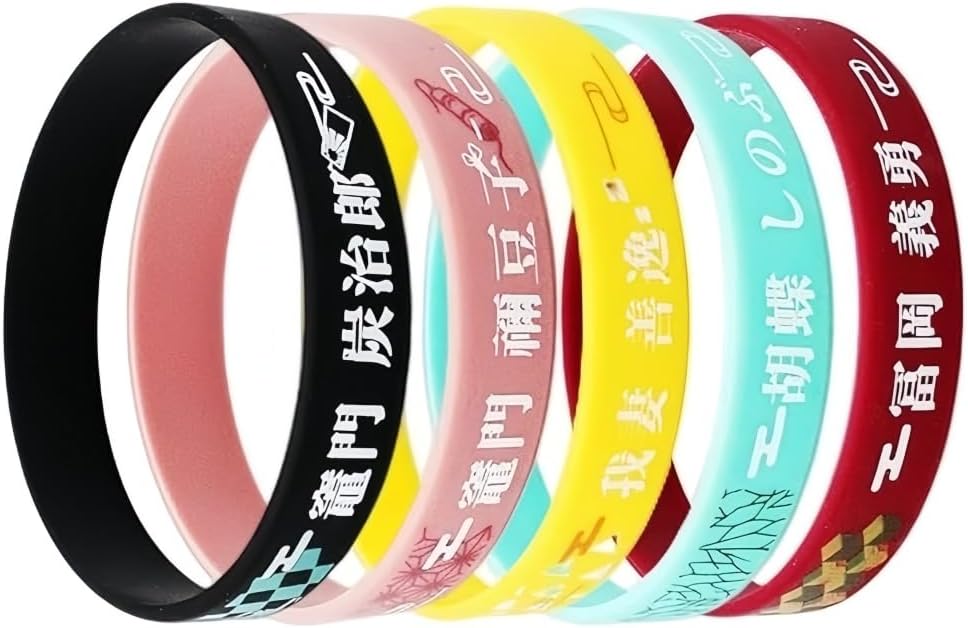 5Pcs Anime Wristbands Character Silicone Bracele Party Costume Accessories, Mixed pack