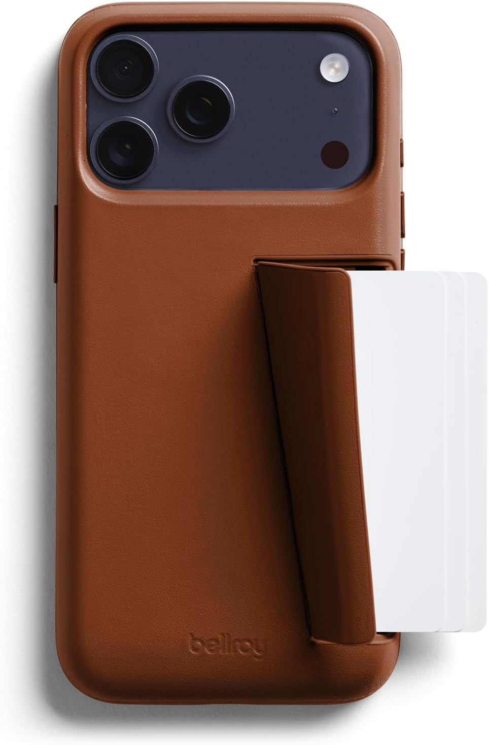 Bellroy Phone Case – 3 Card for iPhone 17 Pro Max (Leather iPhone case, Phone Wallet) - Rust