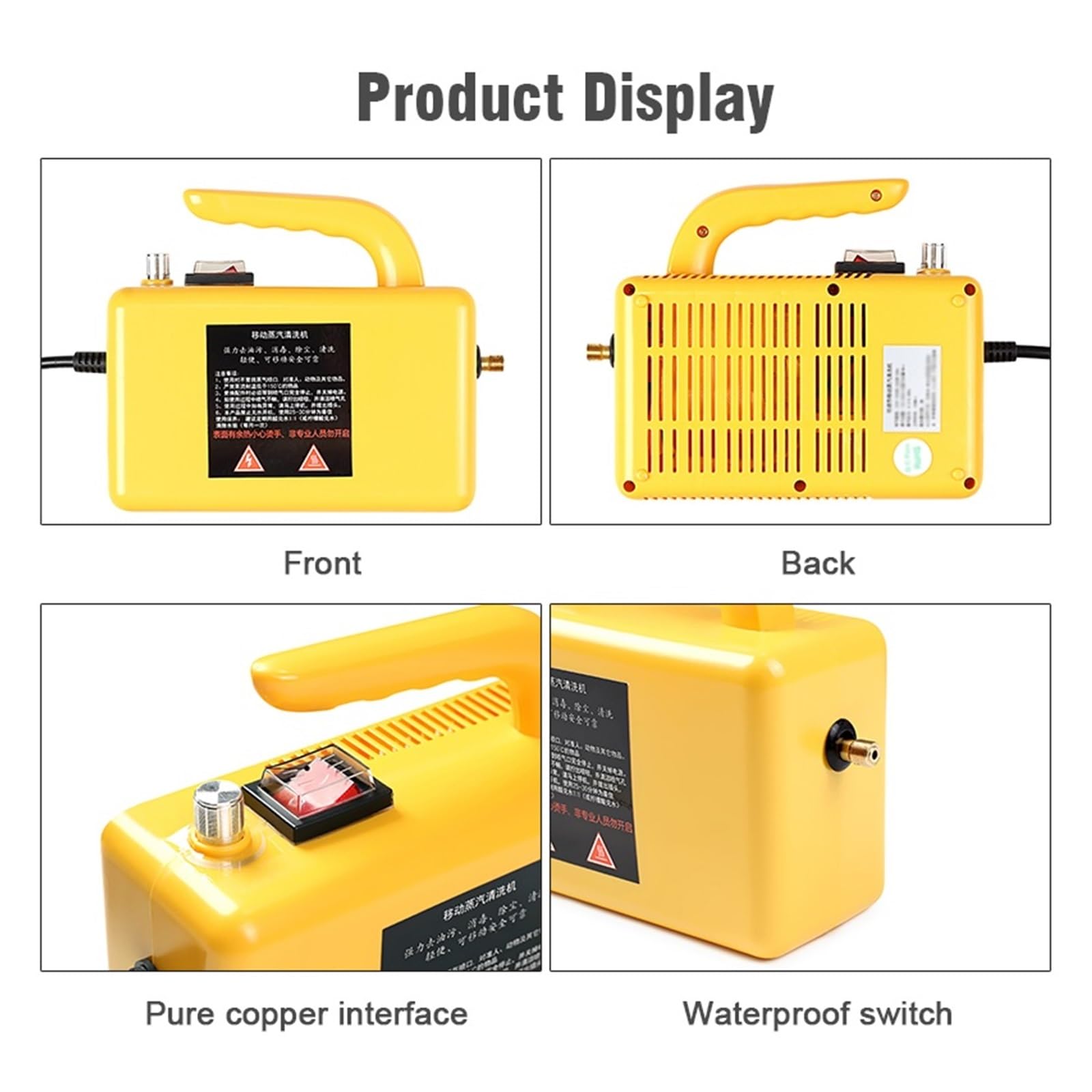 Limpiador a comercial for el hogar, 2600W, aire acondicionado, capó de cocina, limpiador a for coche, utilizado con limpieza alcalina,De múltiples fines(Yellow)