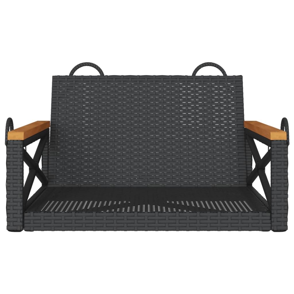 Banco Columpio de ratán sintético Negro 63x62x40 cm, Columpio Jardin Exterior, Balancin Jardin Exterior, Muebles Jardin Exterior, Balancin Balcon - 368170