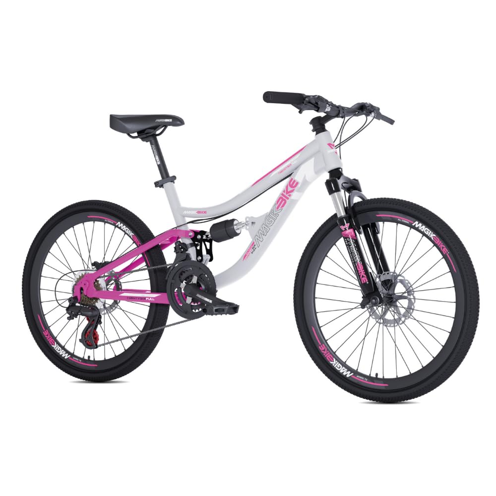 Tecnobike Shop Magik Bike MTB Twenty Six Full 26" Bicicletta Ragazza Cambio 21 Velocità, Freni a Disco, Doppia Sospensione, Cerchi Alluminio, Mountain Bike 26 Pollici
