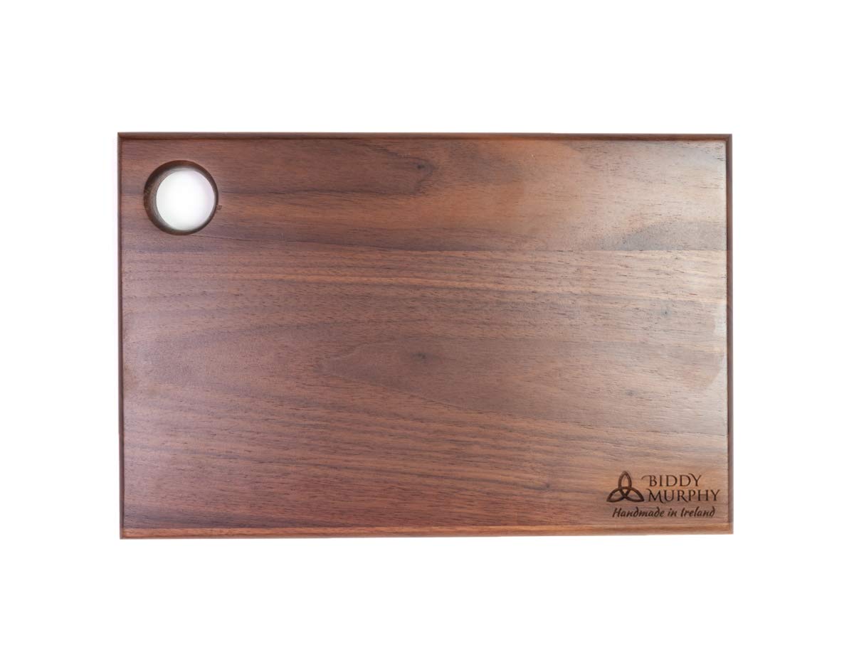 Biddy MurphyWood Cutting Board Medium 12" x 8" Hardwood Walnut Reversible & Lifetime Quality Made in Ireland