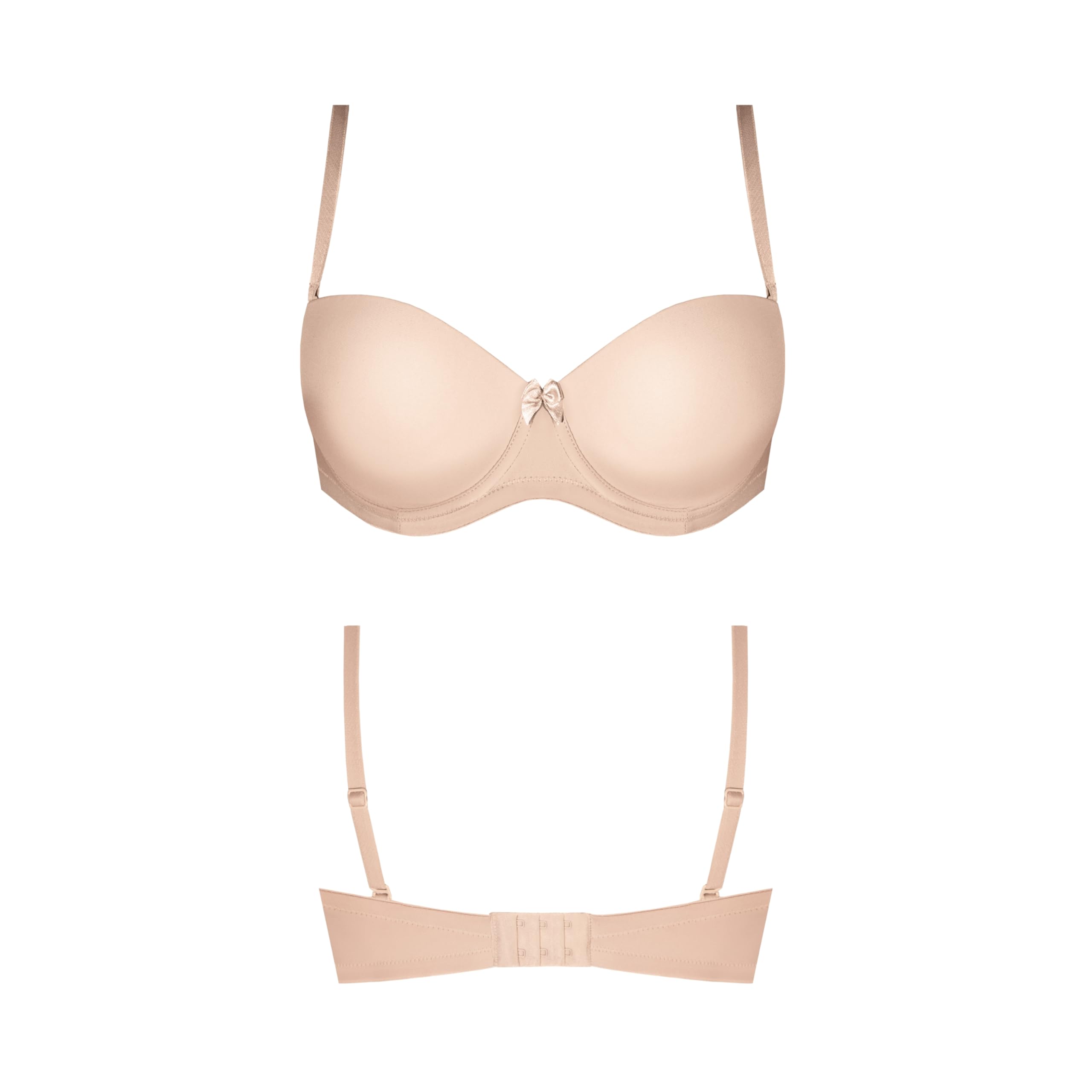 Sujetador de Media Copa EWA para Mujer, diseño básico con Banda de Silicona Cosida para Mayor Comodidad, con Tirantes extraíbles y Almohadillas Push-up, Color Negro