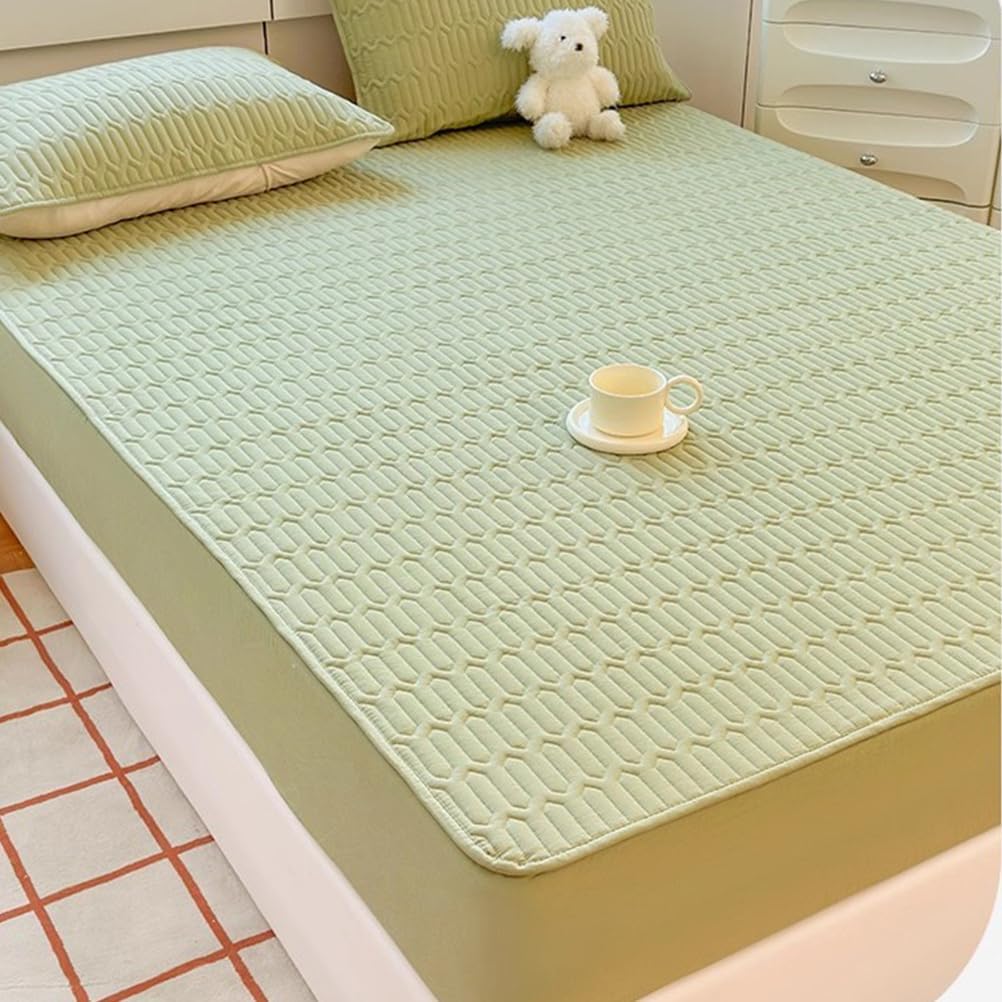 Quilted Fitted Mattress Pad, Soft Mattress Topper, College Dorm Room Essentials, Comfortable Fitted Cover, Up to 2-12 Inches Deep, Queen Size Mattress Protector,Blue,120x200cm