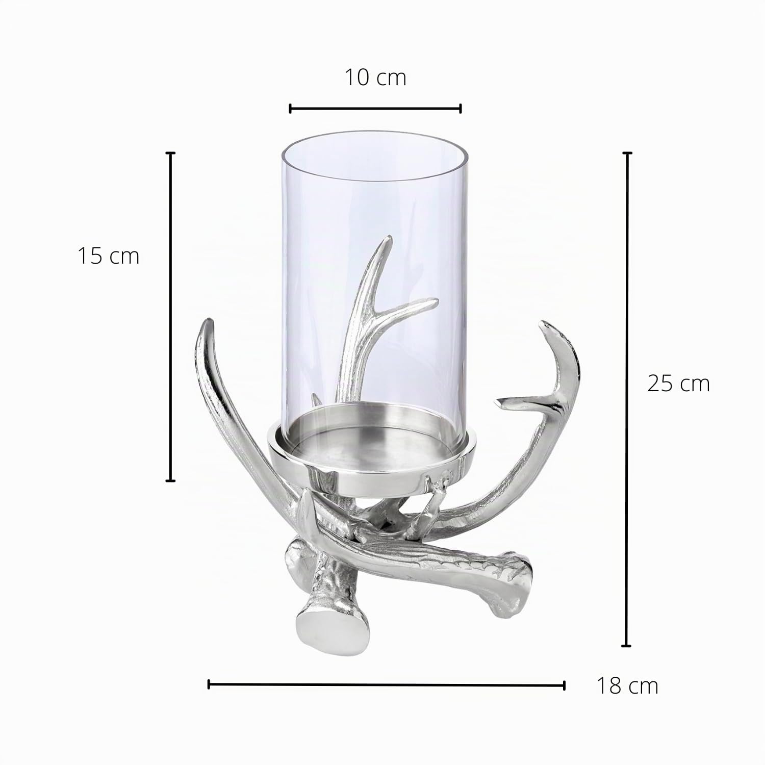 EDZARD Windlicht Blitu (H 25 cm), Aluminium, Glaszylinder ohne Boden
