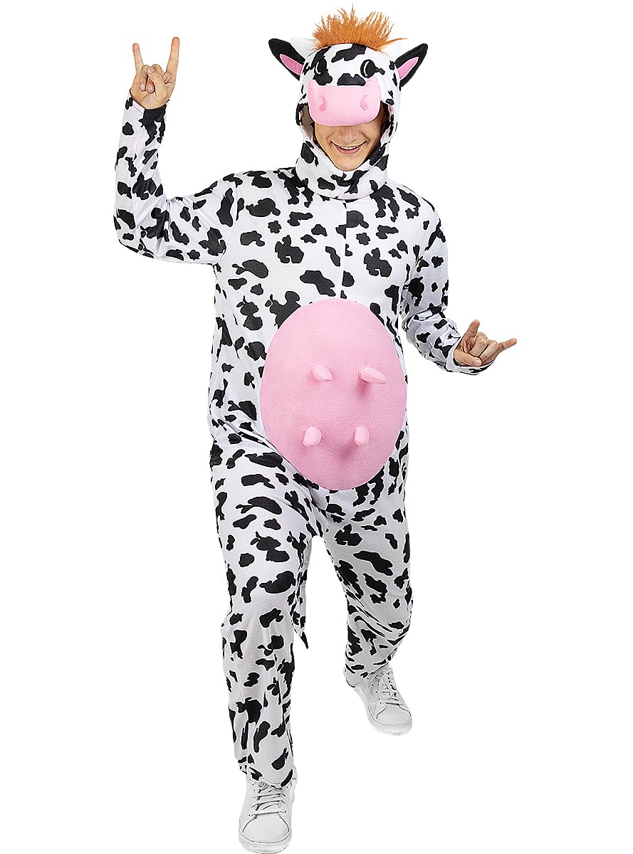 Funidelia | Disfraz de vaca para hombre y mujer Animales, Granja - Disfraz para adultos y divertidos accesorios para Fiestas, Carnaval y Halloween - Talla S - M - Blanco
