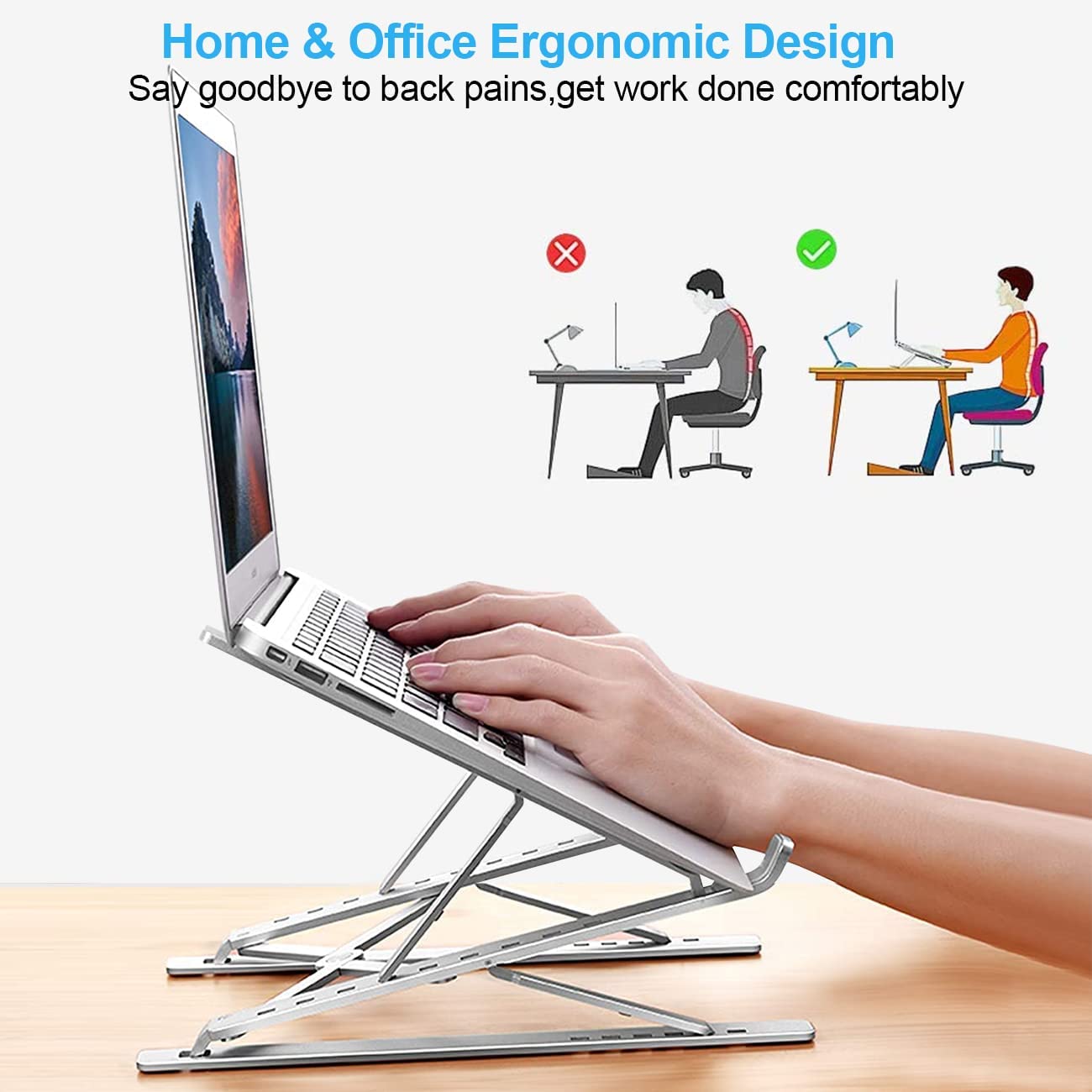 Laptop Stand for Desk，Stable MacBook Pro Stand，Ergonomic