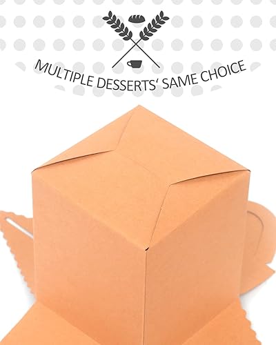 Miniatura 3 de qiqee 100 recipientes para cupcakes individuales marrones para cupcakes, cajas desechables de papel kraft para cupcakes con ventana 3.7 "3.7" x 4.5