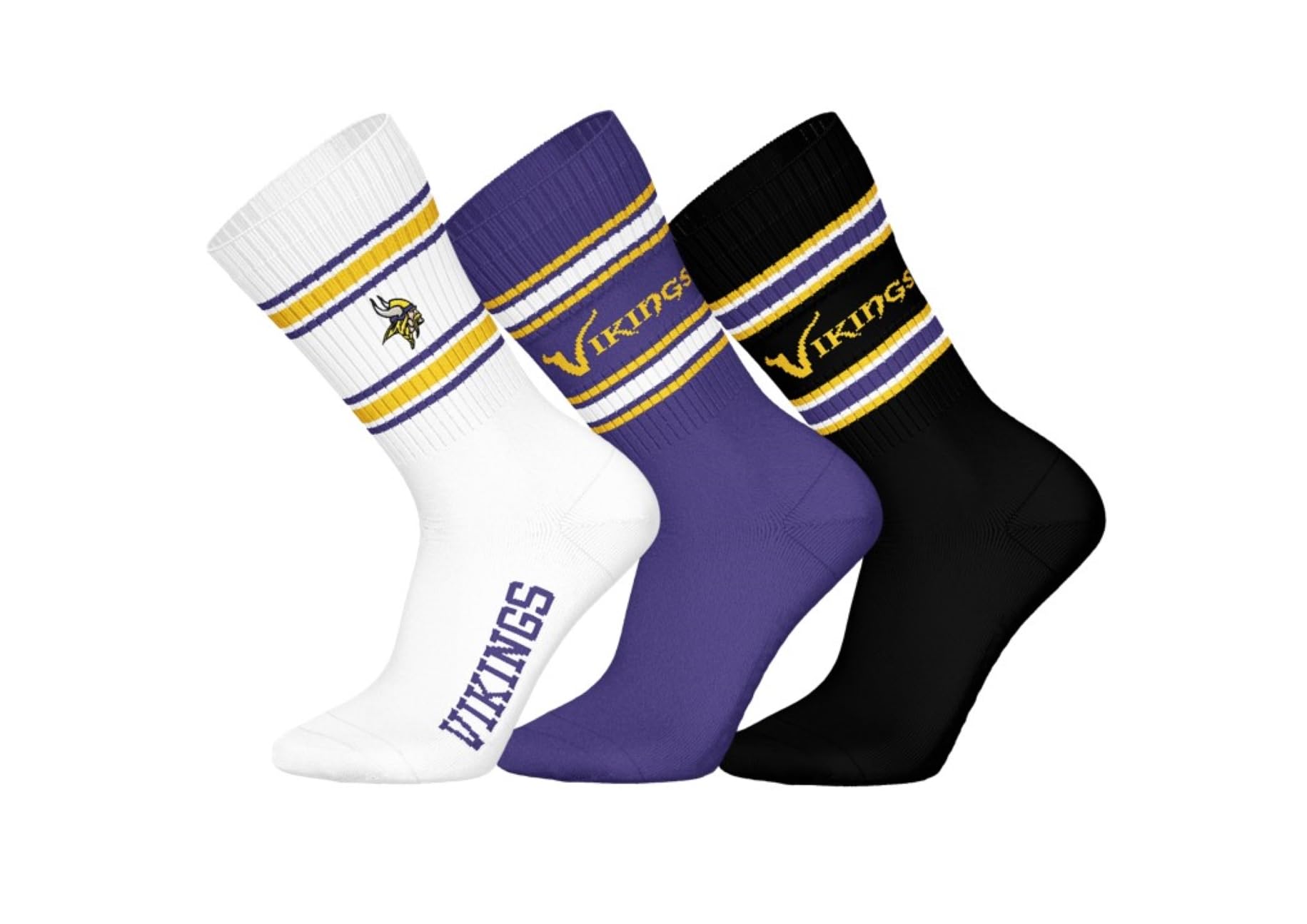 NFL Unisex Minnesota Vikings 3pk Crew Socks Sports socks (pack of 3)