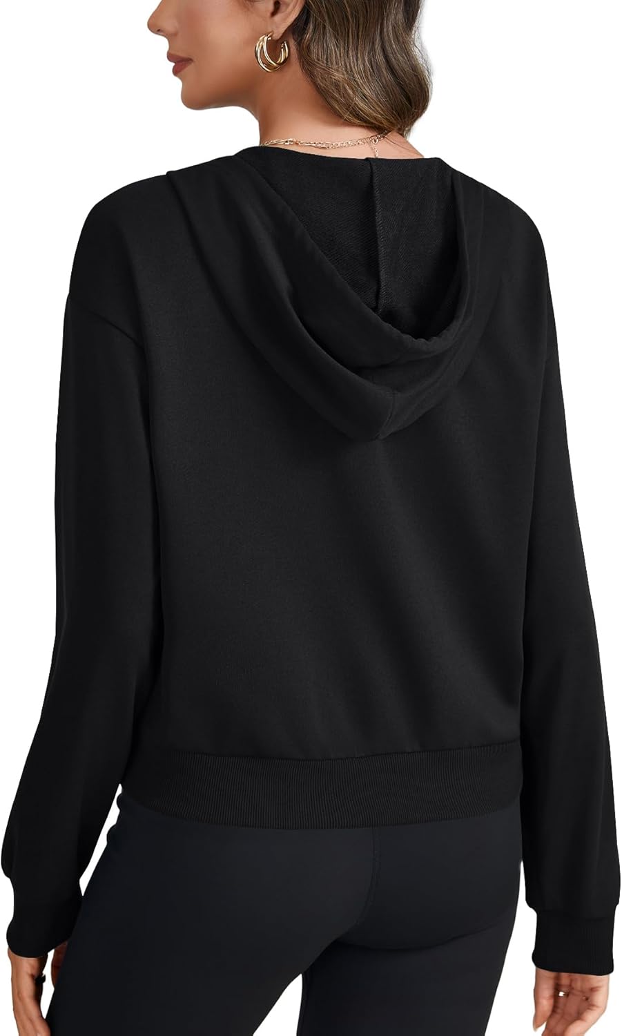 LYANER Women's Hoodies Long Sleeve Full Zip Up Basic Casual Cropped Sweatshirts - Image 5