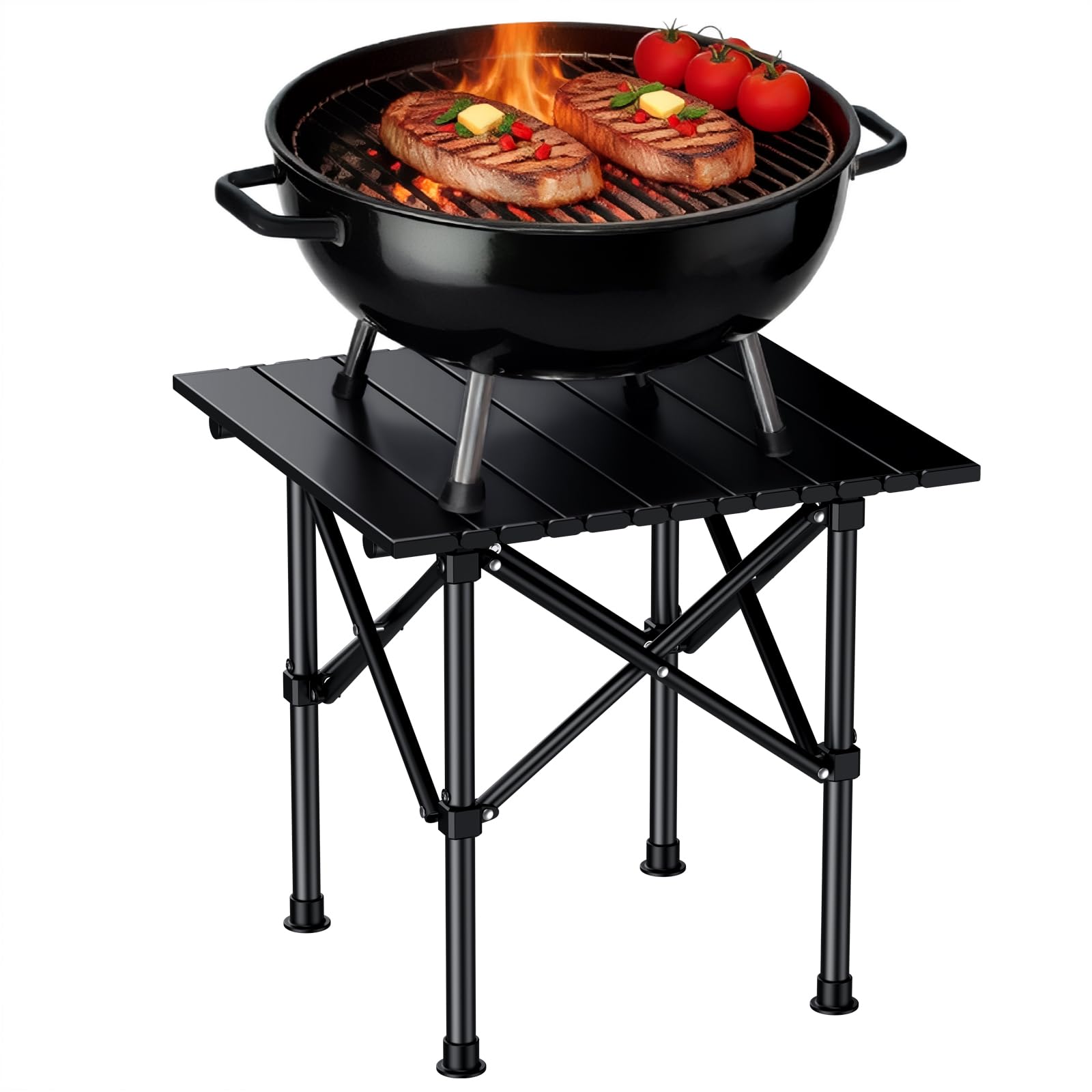 EYPINS Tavolo da Campeggio Pieghevole Leggero,Portatile con Borsa da Trasporto,Tavolino con Struttura Stabile,Impermeabile,per Picnic,Spiaggia,Barbecue,Escursionismo,Viaggi,Pesca,40x40x40 cm