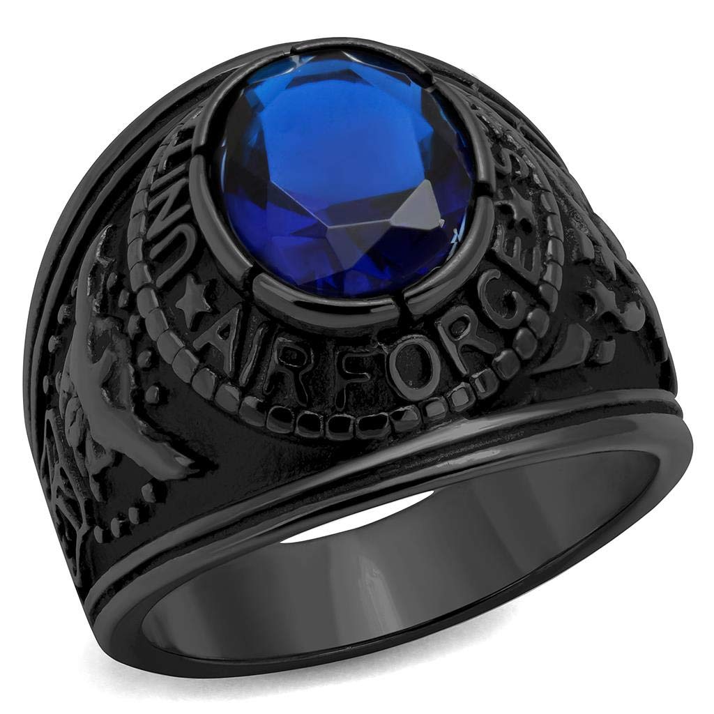 Men's USA Air Force Military Patriotic Ring Blue Stone