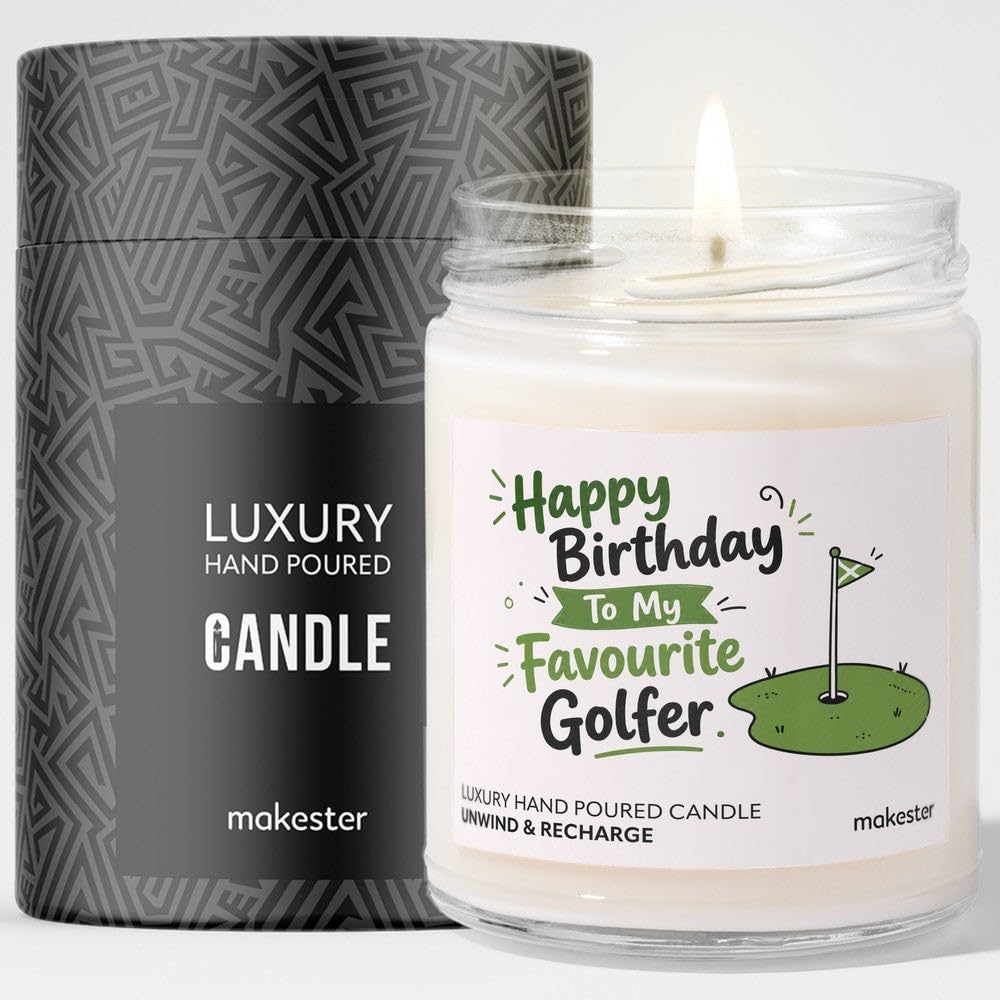 Gift for Golfer - Luxury Soy Wax Candle - Vanilla, Jasmine, Sugared Almond - Makester