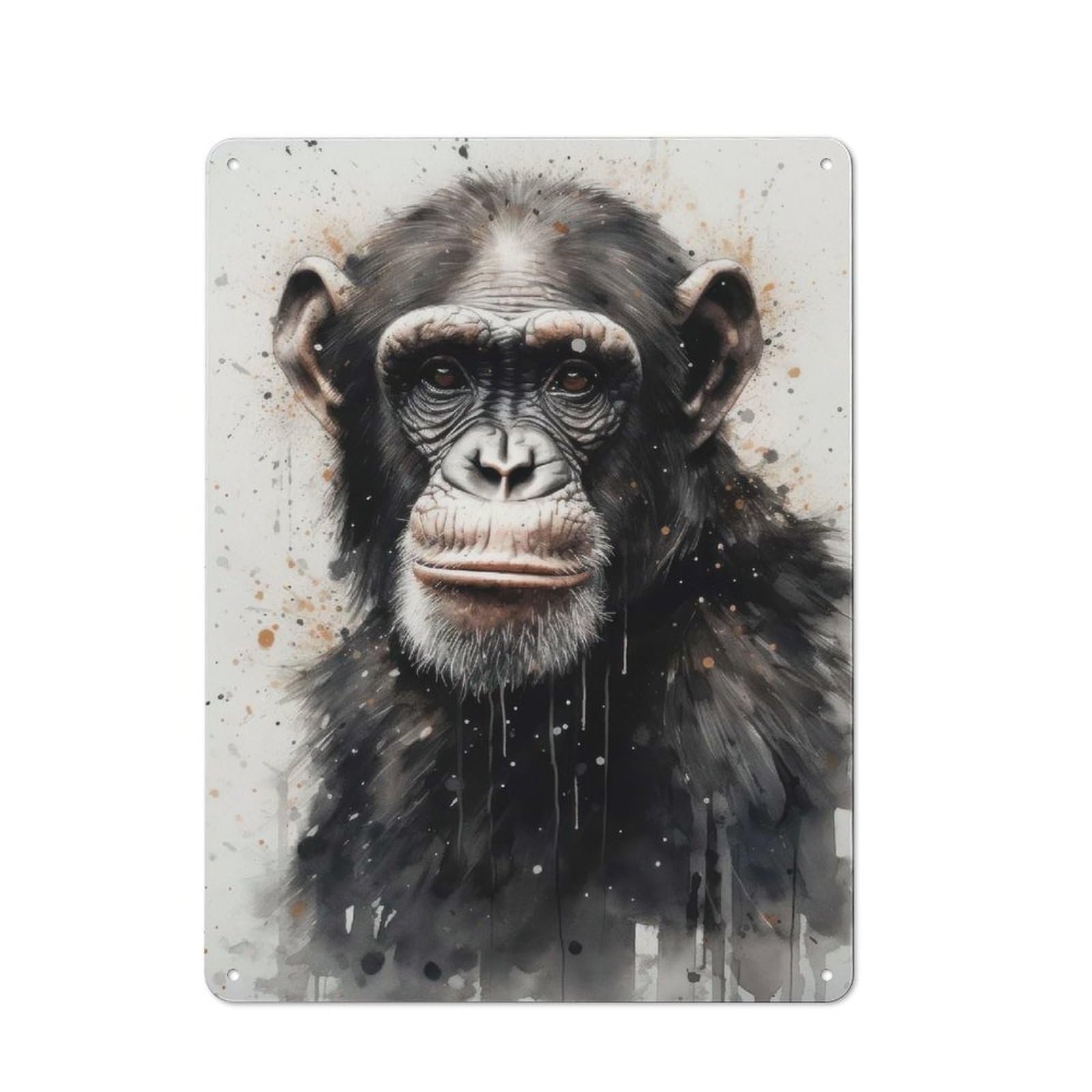Junmoney Chimpanzee Primate Majesty For Café Or Restaurant, Vintage Metal Sign 40X30cm, For Vintage Wall Decor Fans, For Cafés, Pubs And Restaurants
