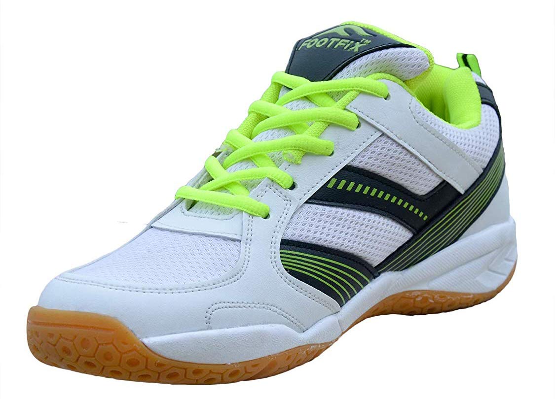 FOOTFIXBoy's Spectrum White (Non Marking) PU Gym/Badminton Shoe