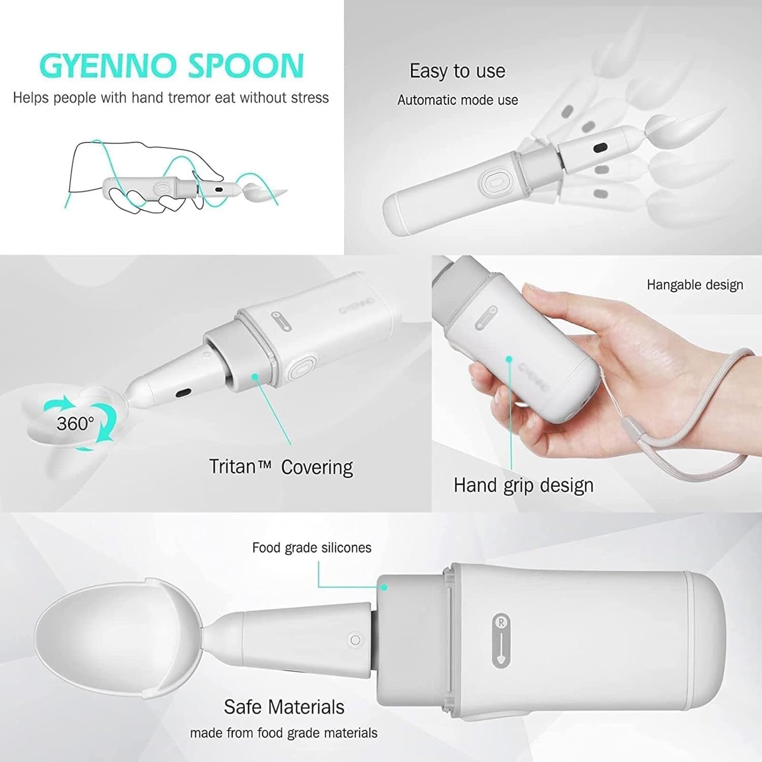 Juego de cuchara y tenedor autoestabilizadores, cubiertos inteligentes de temblor de mano para personas con Parkinson y artritis, utensilios de alimentación adaptativos para discapacitados